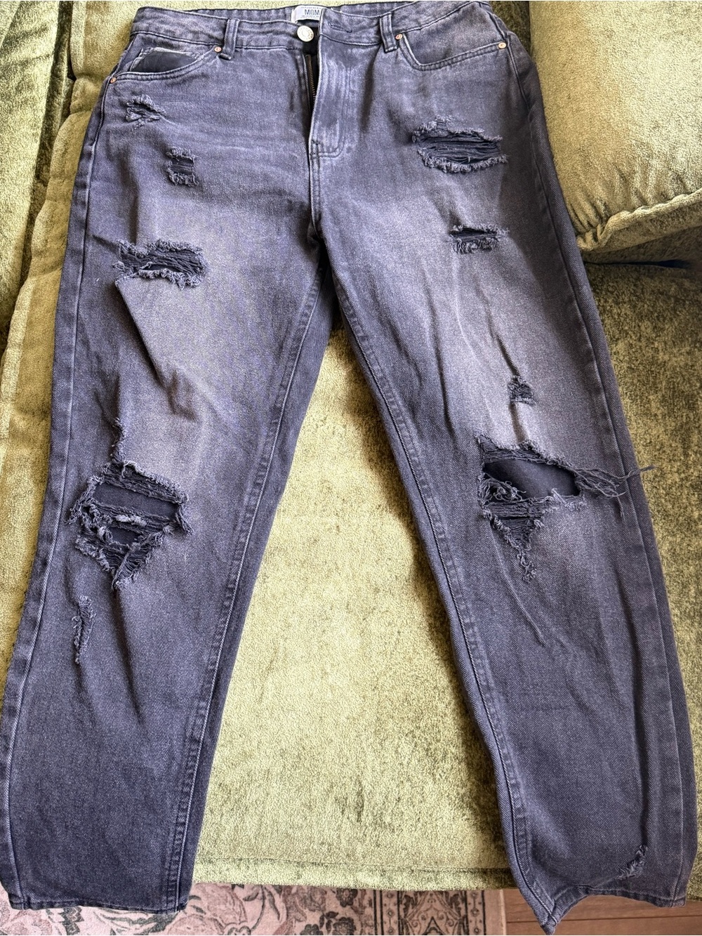 refuge Distressed Washed Black/Grey Boyfriend Jeans